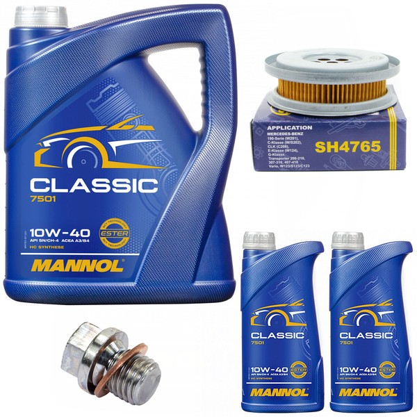 MotoröL Set Mannol Classic 10W-40 7 Liter + ÖLfilter + Schraube FüR Mercedes T1-image