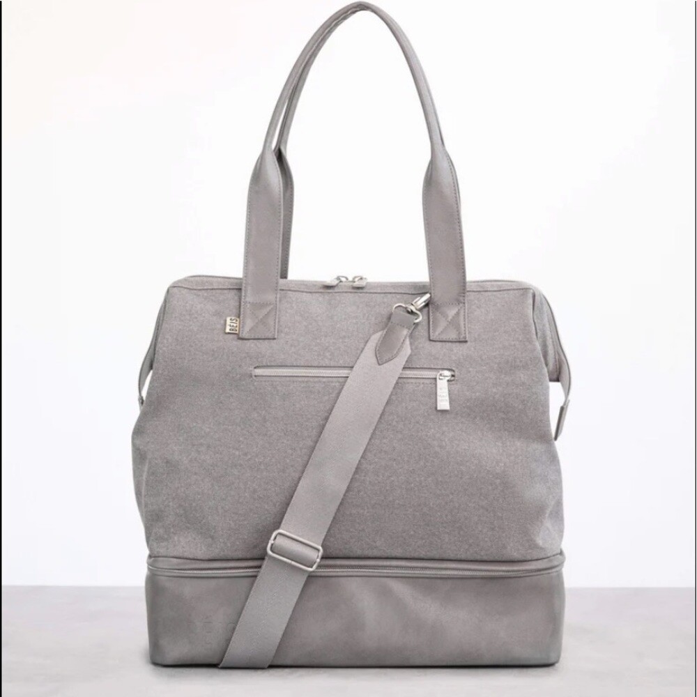 NWT Beis Convertible Mini Weekender in Grey