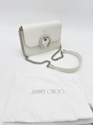 JIMMY CHOO Madeline Crossbody Latte Crossbody Bag with Swarovski