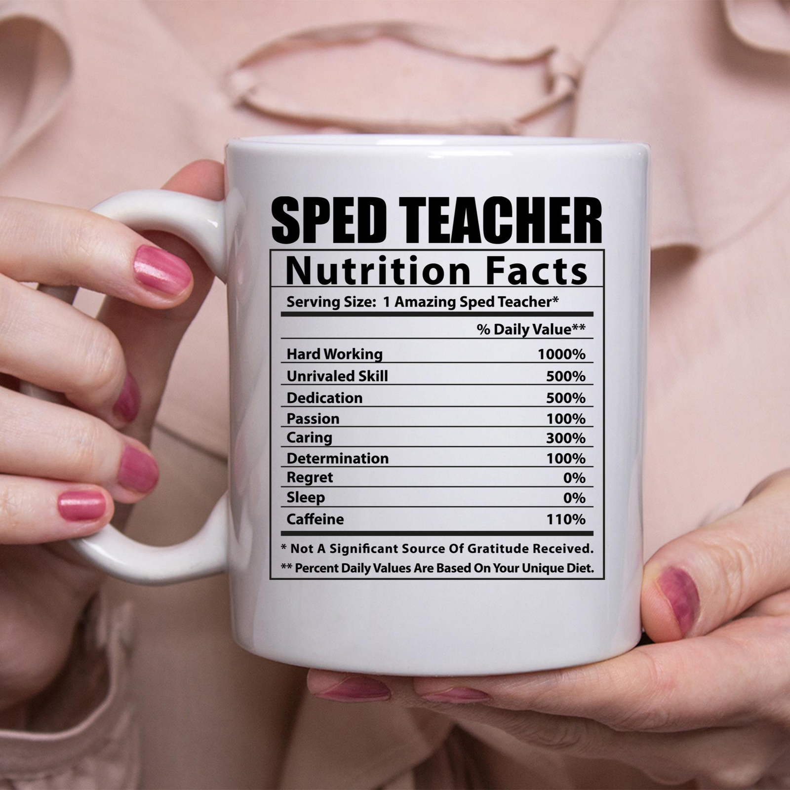 Funny Sped Teacher Nutritional Facts White Coffee Mug