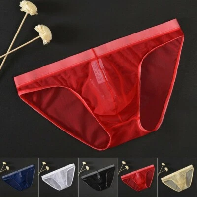 Mens Sexy Mesh See Through G-String Thongs Bulge Pouch Lingerie Underwear Briefs