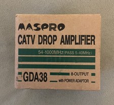 Maspro CATV Drop Amplifier 54–1000 MHz Pass 5-40 MHz NOB NOS 8 Output W/ Adapter