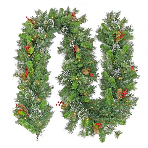 Christmas Garland with Lights Battery Operated Wintry Pine 274cm
