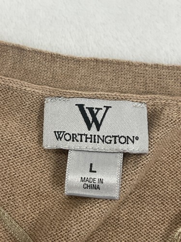 Worthington Womens Brown V-Neck Button Front Cardigan Sweater Size L Long Sleeve - Picture 5 of 10