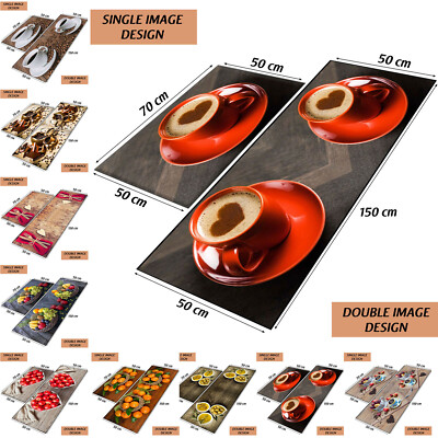Neu 3D Rutschfest Küche Flur Läufer Teppiche Waschbar Matte Bodenteppich Türmatten