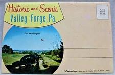 VALLEY FORGE PENNSYLVANIA SOUVENIR POSTCARD FOLDER 18 COLOR VIEWS 1950s VINTAGE