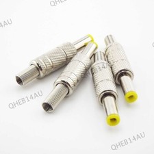 Silver Metal 5.5x2.1mm DC Power Male Plug Jack Adapter Connector Yellow Head 21H