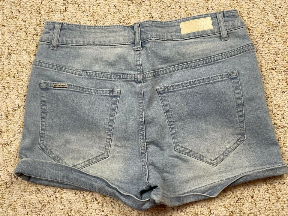 Shorts jeans feminino rosa celebridade jeans stretch algemado tamanho 9, (29 x 3)  - Imagem 2 de 4