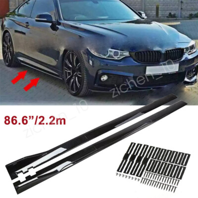 For BMW F30 F80 M3 E90 Series 86.6'' Side Skirts Extension Panel Lip Gloss Black