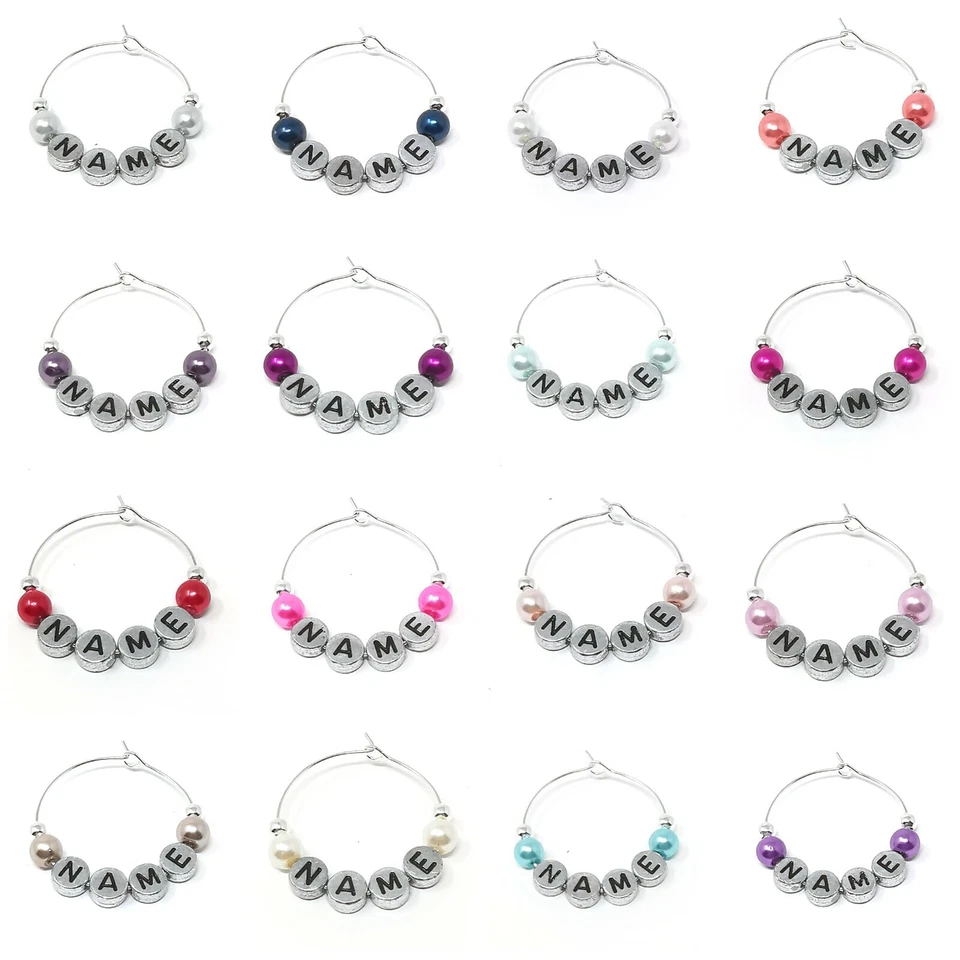 Personalised Name Wine Glass Charms Birthdays Weddings Hen Parties Christmas