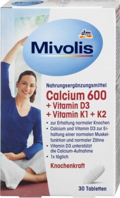 4 X Mivolis Calcium 600 + vitamin D3 + K1 + K2, 120 pieces