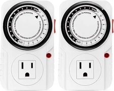 24 Hour Plug in Mechanical Timer Outlet Timer Indoor Timer Electrical Outlets x2