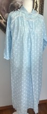 Vtg CAROLE Blue cotton Nightgown Long housecoat loungewear DUSTER M L 38