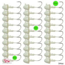 30pc 3/4oz 0.75oz Fishing Scampi Bullet Jig Head for Grub Swim Bait jighead Glow