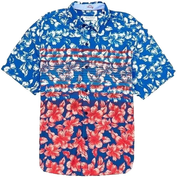 Tommy Bahama Short Sleeve Striped Big & Tall Casual Button-Down Shirts for Men