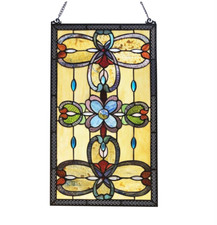26" Antique Style Stained Glass Window Hanging Panel Suncatcher