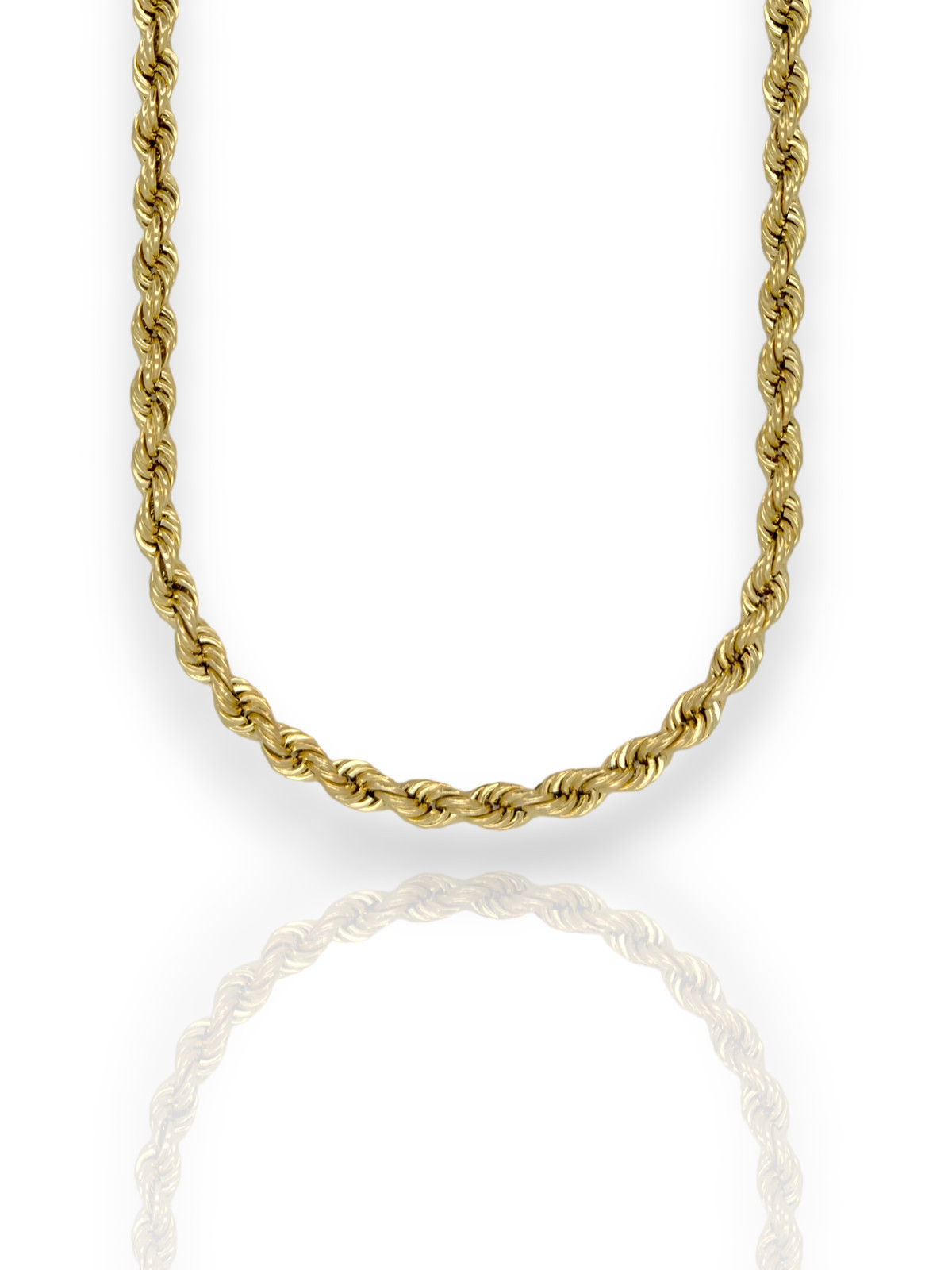 Rope Chain Necklace - 14K Yellow Gold - Solid