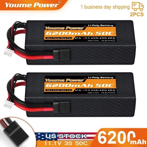 2pcs 11.1V 6200mAh 3S LiPo Battery Hard case TRX for Rc Tr Car Truck Buggy Boat