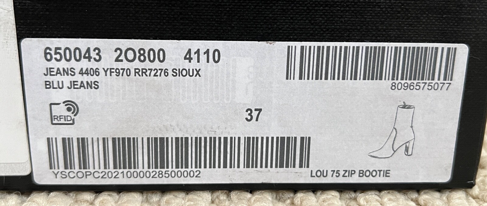 Stivaletti nuovi con scatola Saint Laurent YSL Lou blu jeans denim cerniera tacco a blocco 37 7 $1195