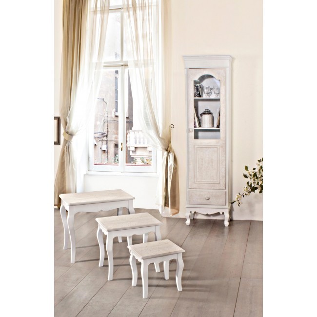 TAVOLINI PROVENZALI DECAPATI FRANCESI ROMANTICI BIANCHI SHABBY