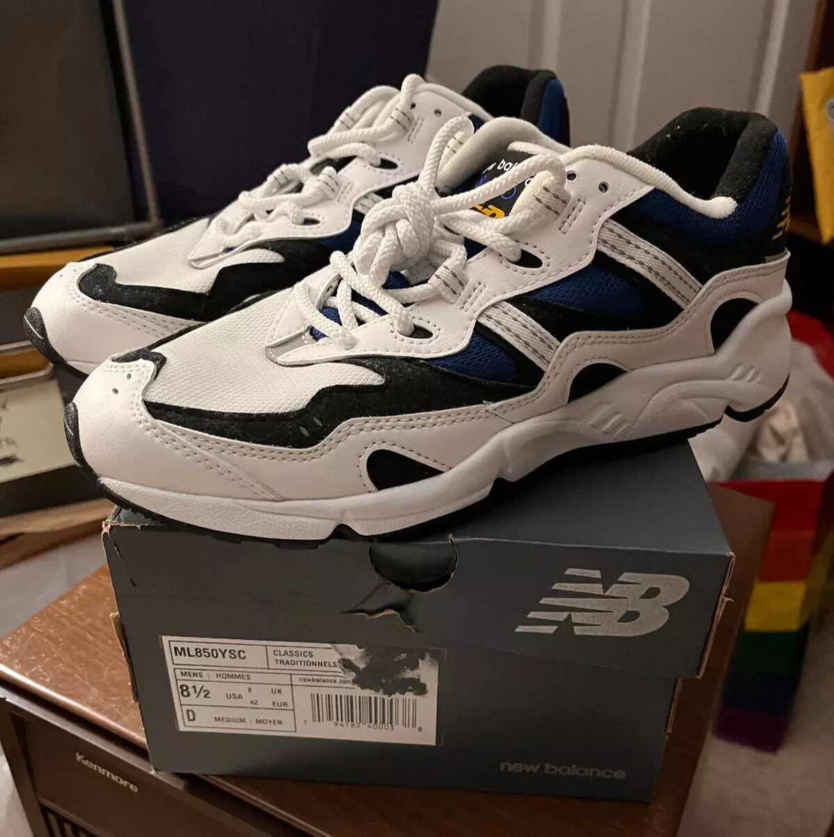 Size 8.5 New Balance 850 Aime Leon Dore OG White/Blue dad sneakers ML850YSC READ