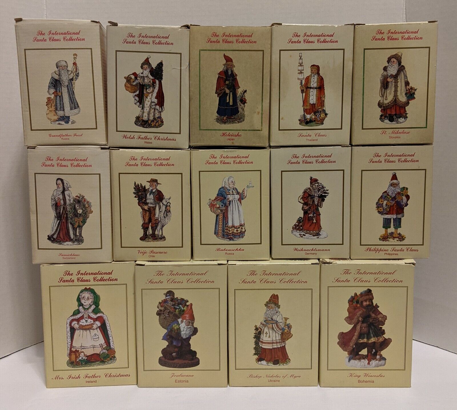 Lot of 14 International Santa Clause Collection Figures Figurines Tanie oryginalne