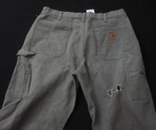 Carhartt Carpenter Pants B11 MOS Men's 36x34 Distressed Dungaree Fit Moss Green