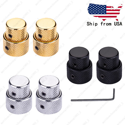 2Pcs Metal Dual Concentric Stacked Control Knobs for Electric Bass Guitars