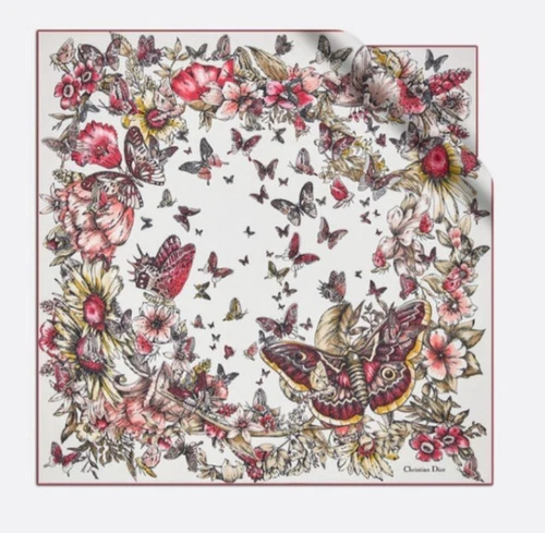 Foulard Christian Dior en soie multicolore 35,4x35,4 pouces avec étiquettes d'origine