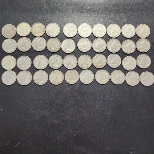 Lot of 40 Canadian Dimes 10 cent $4.00 FV in .800 Silver