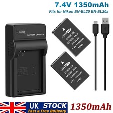 2pcs EN-EL20 Battery For Nikon Coolpix P950 P1000 A 1 J1 J2 V3 EN-EL20a +Charger