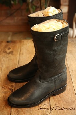 Gucci Lammfell gefüttert brüniert schwarz Leder Chelsea Stiefel Schuhe Herren UK 8 US 9