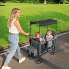 2 Seat Wagon Stroller,Baby Wagon Stroller for 2 Kids,Wagon Stroller w/ Canopy