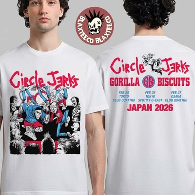 Circle Jerks Japan Tour 2026 Merch X Gorilla Biscuits Two Sided T-Shirt Unisex