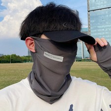 Summer Ice Silk Sunscreen Mask For Men Women Outdoor Cycling Face Cover Solid Co