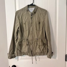 Tommy Hilfiger Safari Cargo Jacket Olive Green Military Style Womens Size Medium