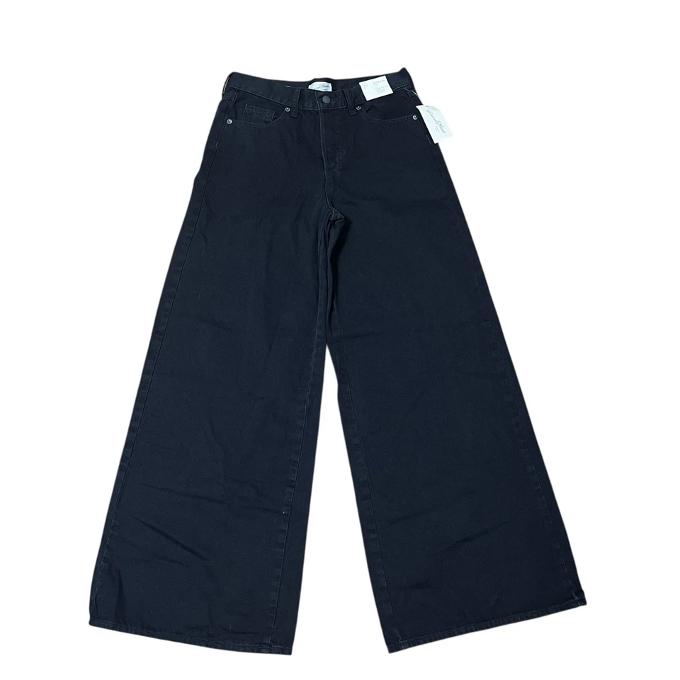 Super Wide Leg Mid Rise Black Denim Universal Thread NWT Palazzo Boho Y2K Sz 10 - Image 2 of 4