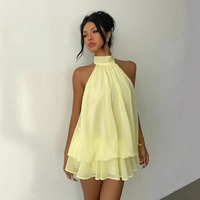 Damen Neckholder Kleid RüCkenfrei Chiffon Minikleid Sexy Sommer Urlaub Kleid