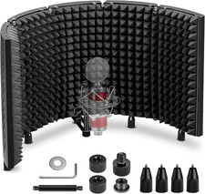Microphone Isolation Shield Foldable - Mic Shield Recording Studio Sound Absorbi