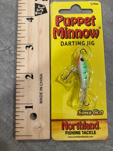 Lotto di 10 - Northland Puppet Minnow Darter Jigs - Glo Perch - 1/4 oz - PMD2-20 - Foto 2 di 3