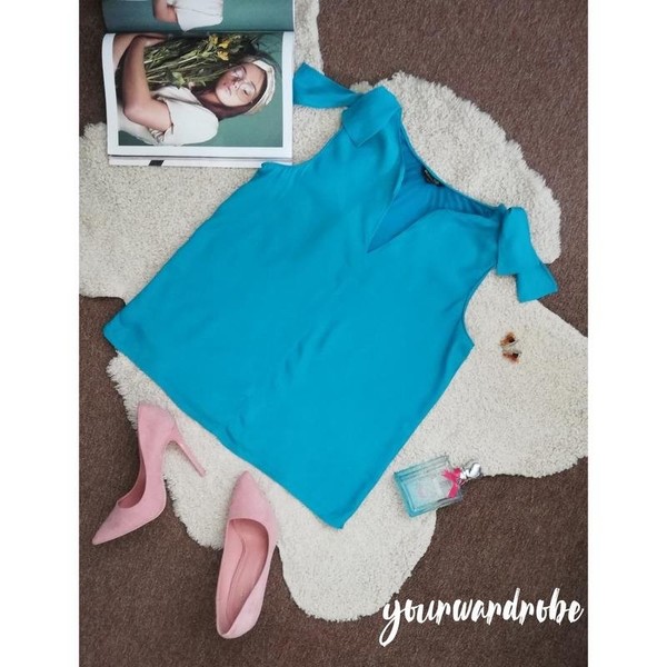 Women Massimo Dutti Shirt Turquoise Cotton 36