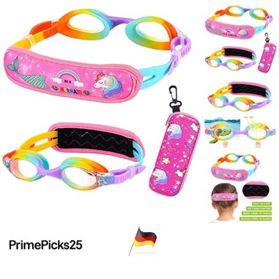 Kinder Schwimmbrille Regenbogen Einheitsgröße mit Anti-Beschlag UV-Schutz