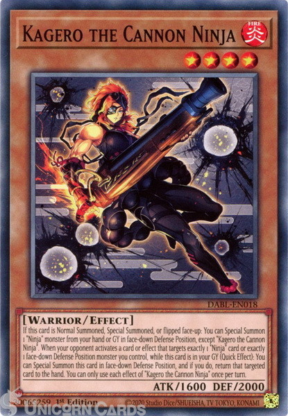DABL-EN018 Kagero the Cannon Ninja :: Common 1st Edition Mint YuGiOh Card
