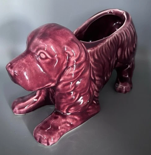 Vintage 1950's Shawnee Glazed Maroon Spaniel Dog Planter MCM by USA Pottery