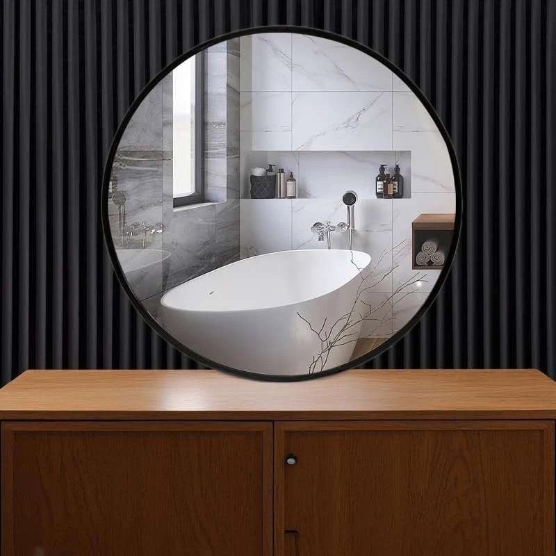 40cm Wall Mirror Self Adhesive Black High Clear Glass Mirrors Hallway Home Deco - Image 2 of 4