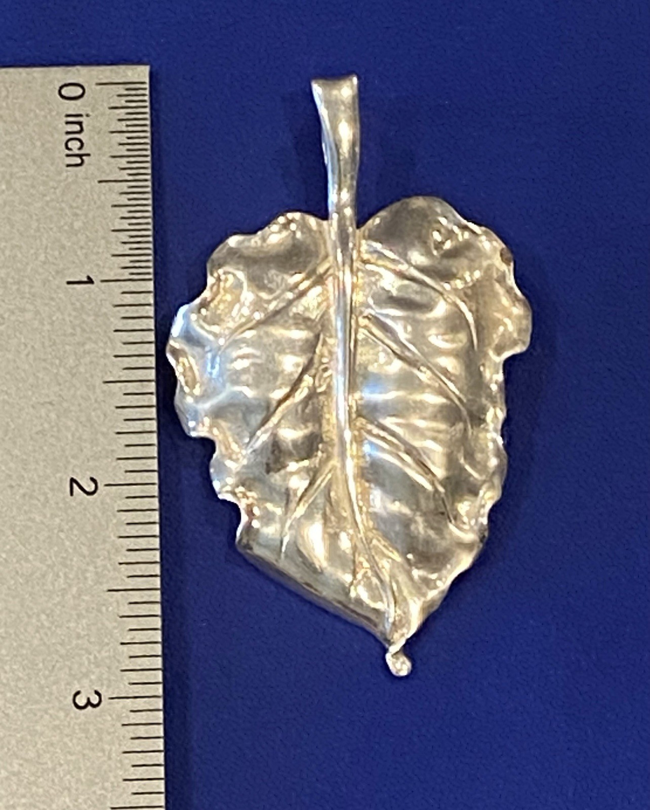 Gorgeous Large Solid 925 Sterling Leaf Pendant 15… - image 10