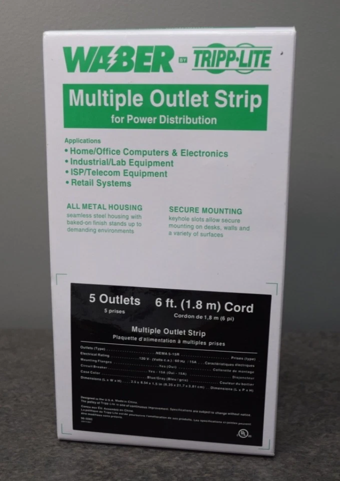 Tripp Lite 5 Outlet 15A Waber Switchless Industrial Power Strip 6ft / 1.8m Cord - Image 2 of 3