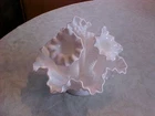 Vintage Ruffled Fenton Milk Glass Hobnail 3 Horn Trumpet Vase Epergne EUC