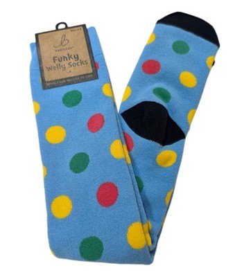 Bartleby Funky Welly Socken Größe 4-8 mehrfarbig Damen blau getupft kniehoch