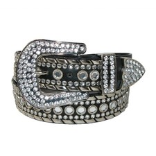 CTM Women's 1 1/2 Inch Western Rhinestone Belt Plus Size Available